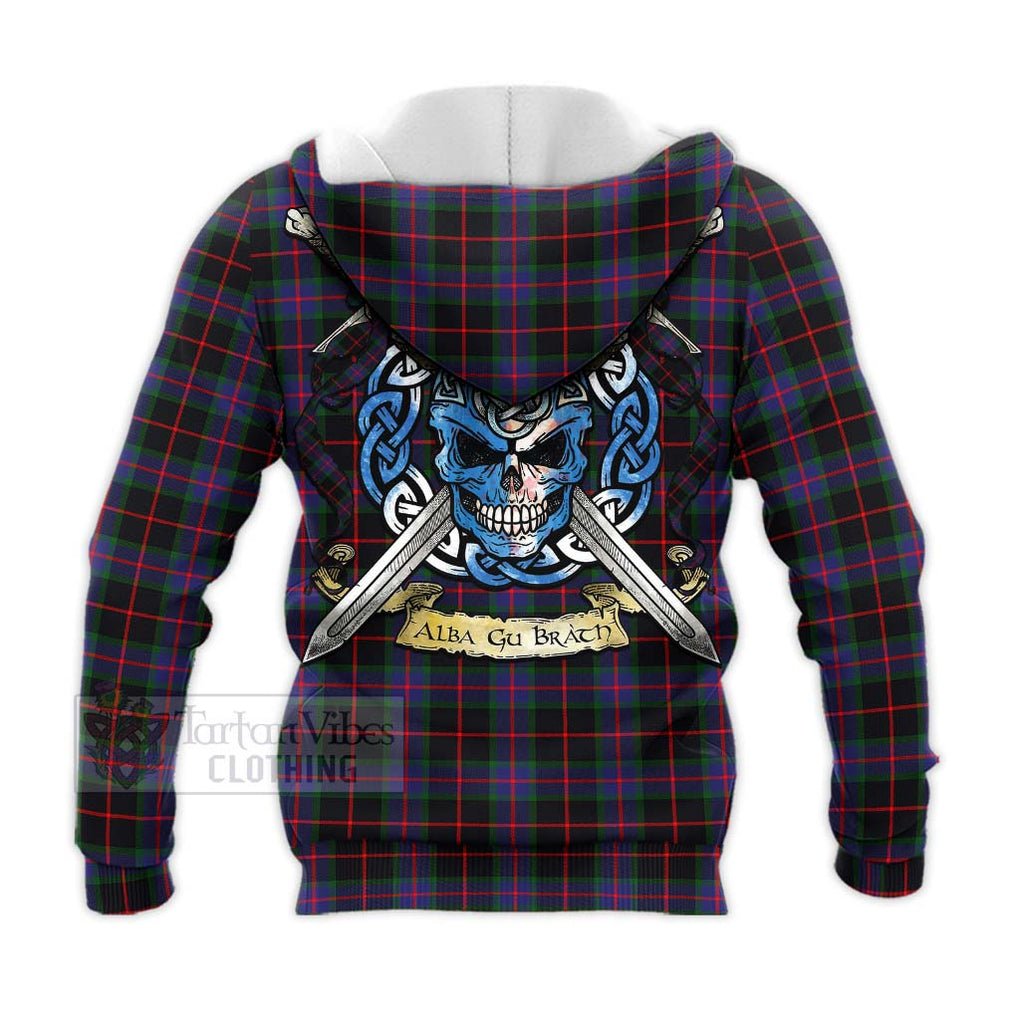 Nairn Tartan Knitted Hoodie with Family Crest Celtic Skull Style - Tartan Vibes Clothing