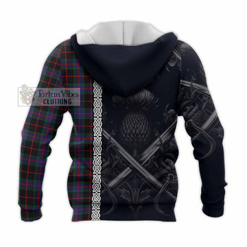 Nairn Tartan Knitted Hoodie with Family Crest Cross Sword Thistle Celtic Vibes - Tartan Vibes Clothing