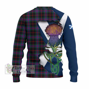 Tartan Vibes Clothing Nairn Tartan Family Crest Knitted Sweater Scottish Thistle Celtic Inspired
