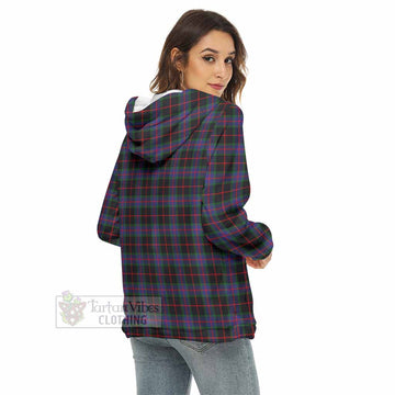 Tartan Vibes Clothing Nairn Tartan Crest Women's Borg  Half Zip Fleece Hoodie