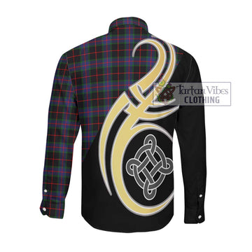 Nairn Tartan Long Sleeve Button Shirt with Family Crest and Celtic Symbol Style Men's Shirt - Tartan Vibes Clothing