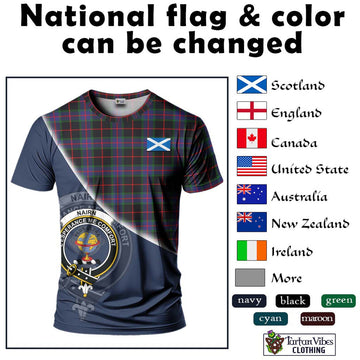 Nairn Tartan T-Shirt with Personalised National Flag and Family Crest Half Style - Tartan Vibes Clothing