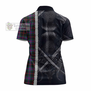 Nairn Tartan Women's Polo Shirt with Family Crest Cross Sword Thistle Celtic Vibes - Tartan Vibes Clothing