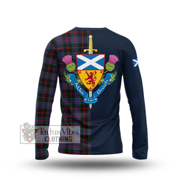 Nairn Tartan Long Sleeve T-Shirt Alba with Scottish Lion Royal Arm Half Style - Tartan Vibes Clothing