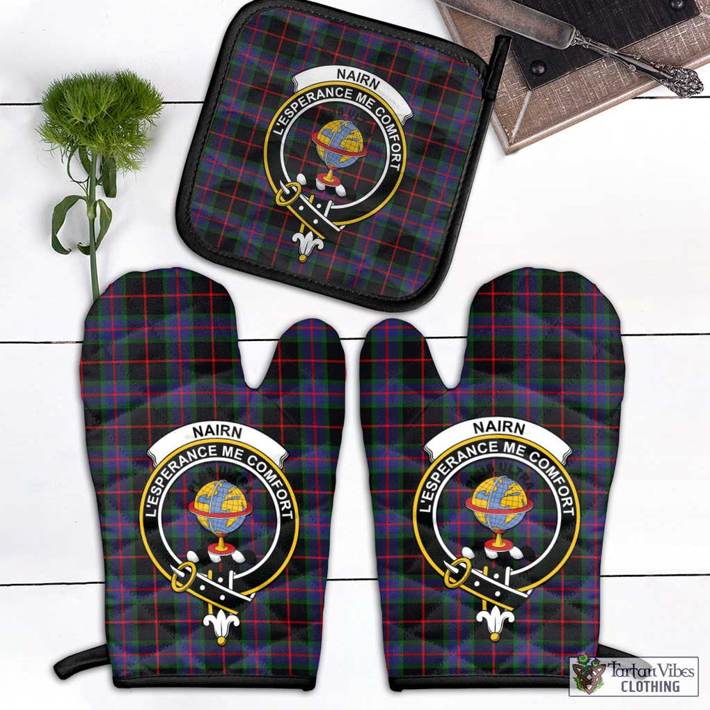 Nairn Tartan Combo Oven Mitt & Pot-Holder with Family Crest Black - Tartan Vibes Clothing