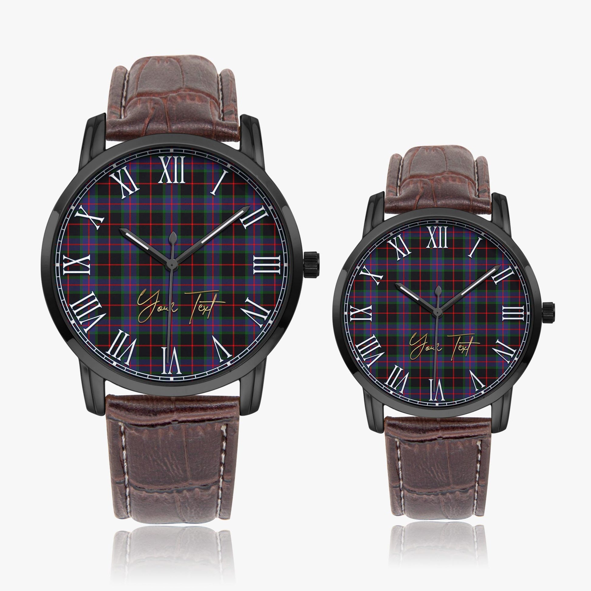 Nairn Tartan Personalized Your Text Leather Trap Quartz Watch - Tartan Vibes Clothing