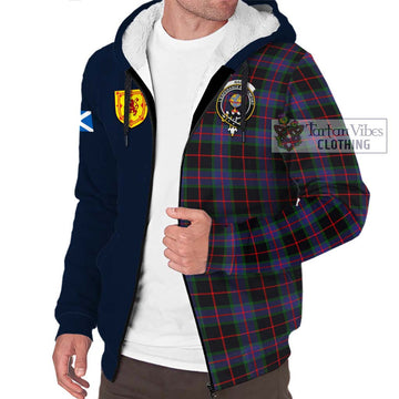 Nairn Tartan Sherpa Hoodie Alba with Scottish Lion Royal Arm Half Style - Tartan Vibes Clothing