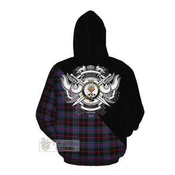 Nairn Tartan Cotton Hoodie with Family Crest and Military Logo Style Pullover Hoodie - Tartan Vibes Clothing