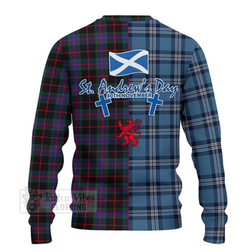 Nairn Tartan Knitted Sweater Happy St. Andrew's Day Half Tartan Style - Tartan Vibes Clothing