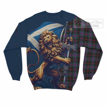 Nairn Tartan Family Crest Sweatshirt with Scottish Majestic Lion - Tartan Vibes Clothing