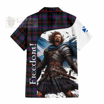 Tartan Vibes Clothing Nairn Crest Tartan Short Sleeve Button Shirt Inspired by the Freedom of Scottish Warrior