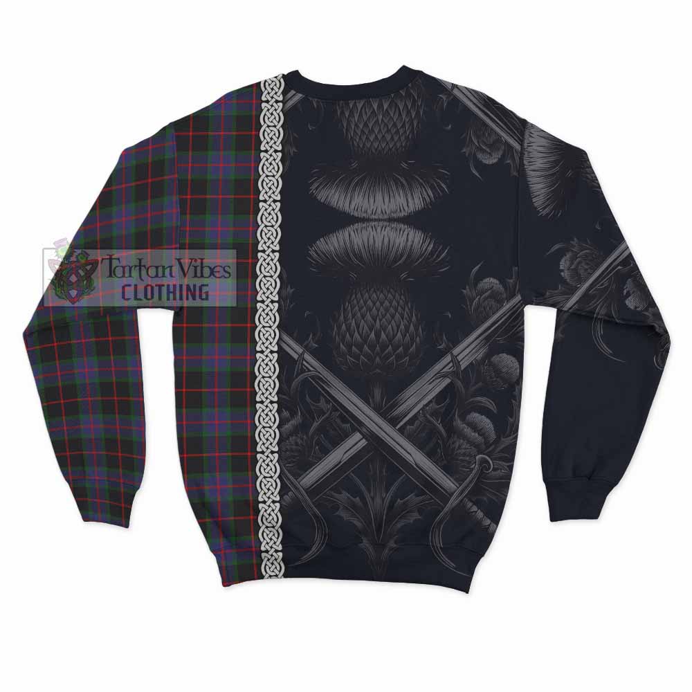 Nairn Tartan Sweatshirt with Family Crest Cross Sword Thistle Celtic Vibes - Tartan Vibes Clothing