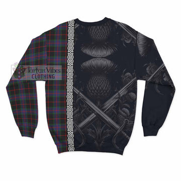 Nairn Tartan Sweatshirt with Family Crest Cross Sword Thistle Celtic Vibes - Tartan Vibes Clothing