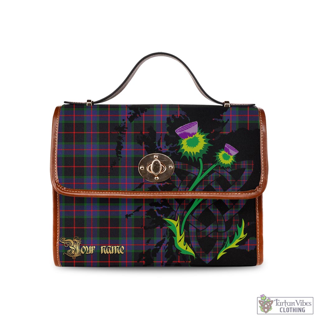 Tartan Vibes Clothing Nairn Tartan Waterproof Canvas Bag with Scotland Map and Thistle Celtic Accents
