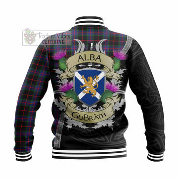 Nairn Tartan Family Crest Baseball Jacket Lion Rampant Royal Thistle Shield Celtic Inspired - Tartan Vibes Clothing