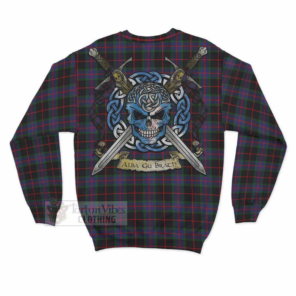 Nairn Tartan Sweatshirt with Family Crest Celtic Skull Style - Tartan Vibes Clothing