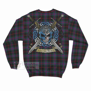 Nairn Tartan Sweatshirt with Family Crest Celtic Skull Style - Tartan Vibes Clothing