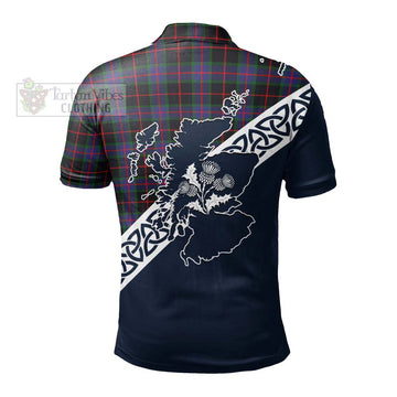 Nairn Tartan Polo Shirt Featuring Thistle and Scotland Map - Tartanvibesclothing Store