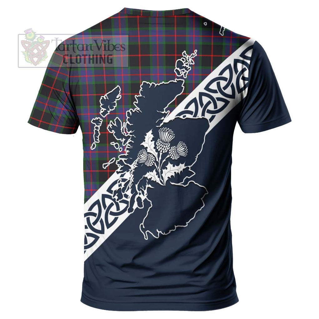 Nairn Tartan T-Shirt Featuring Thistle and Scotland Map - Tartanvibesclothing Store