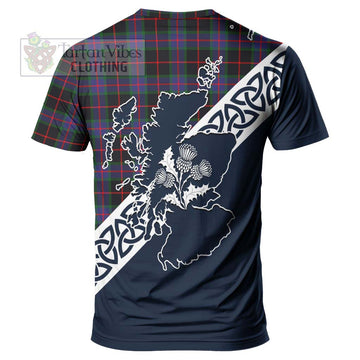 Nairn Tartan T-Shirt Featuring Thistle and Scotland Map - Tartanvibesclothing Store