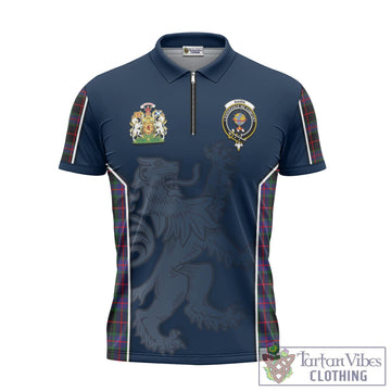 Nairn Tartan Zipper Polo Shirt with Family Crest and Lion Rampant Vibes Sport Style - Tartan Vibes Clothing