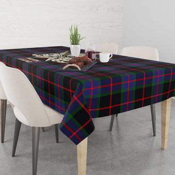Nairn Tartan Tablecloth with Clan Crest and the Golden Sword of Courageous Legacy