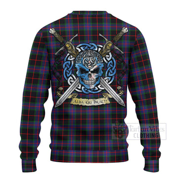 Nairn Tartan Ugly Sweater with Family Crest Celtic Skull Style - Tartan Vibes Clothing