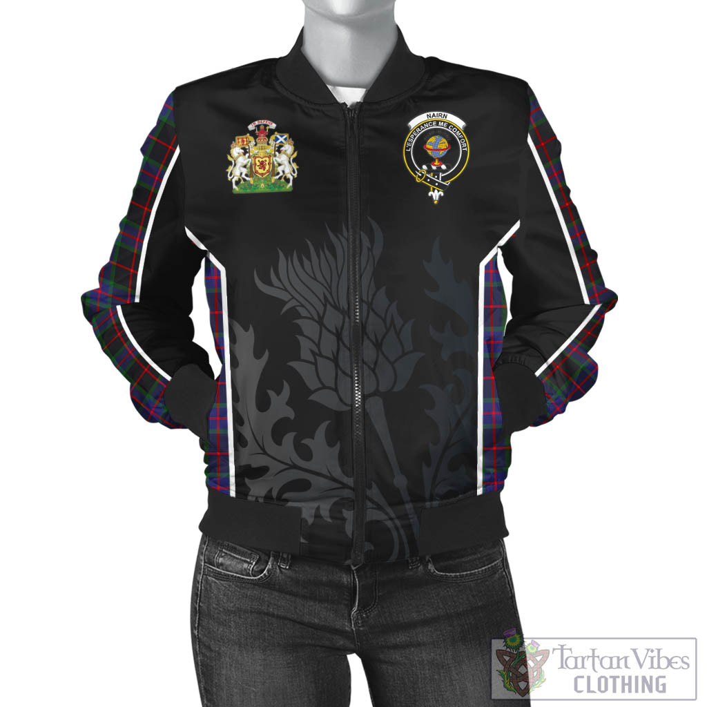 Nairn Tartan Bomber Jacket with Family Crest and Scottish Thistle Vibes Sport Style - Tartan Vibes Clothing