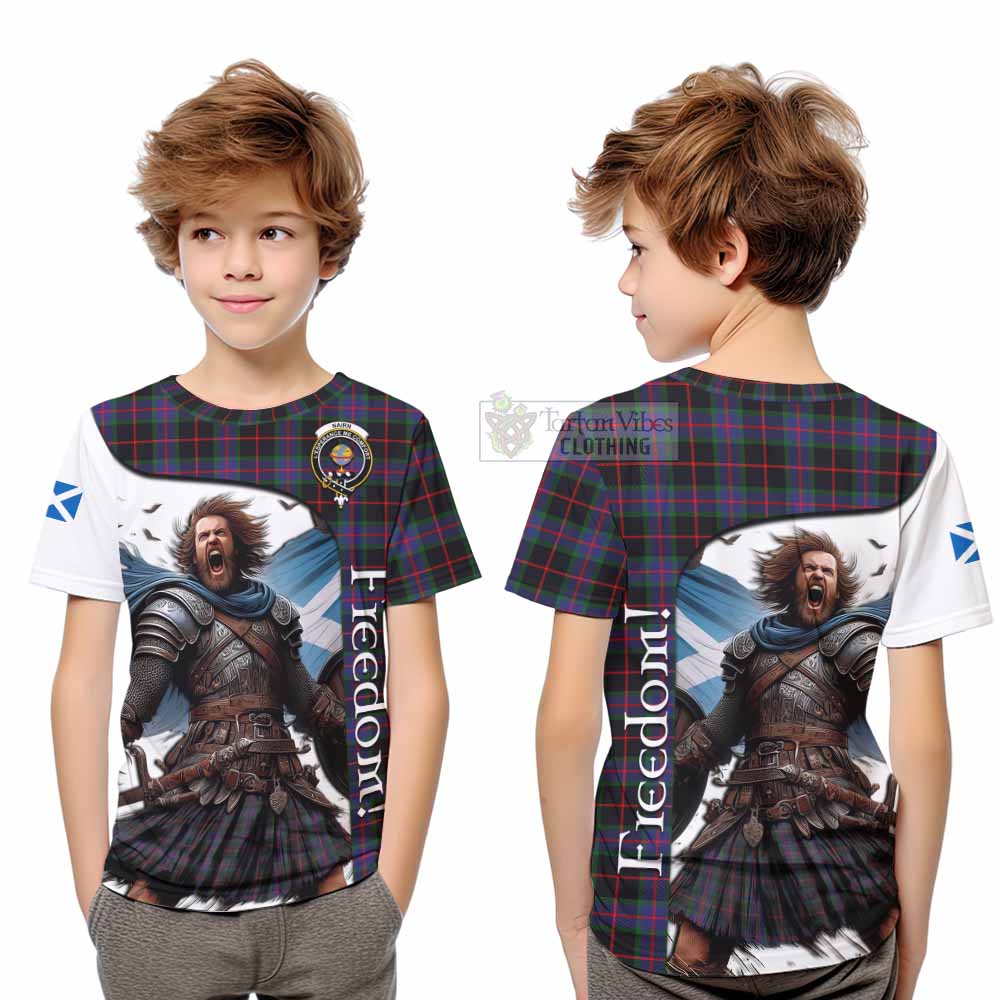 Tartan Vibes Clothing Nairn Crest Tartan Kid T-Shirt Inspired by the Freedom of Scottish Warrior