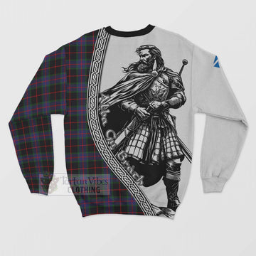 Nairn Tartan Clan Crest Sweatshirt with Highlander Warrior Celtic Style - Tartan Vibes Clothing