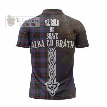 Nairn Tartan Family Crest Zipper Polo Shirt Alba Gu Brath Be Brave Lion Ancient Style - Tartan Vibes Clothing