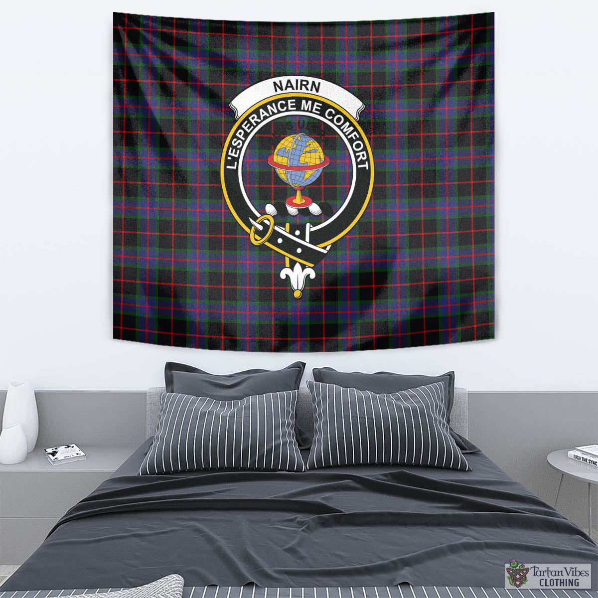 Nairn Tartan Tapestry Wall Hanging and Home Decor for Room with Family Crest - Tartan Vibes Clothing