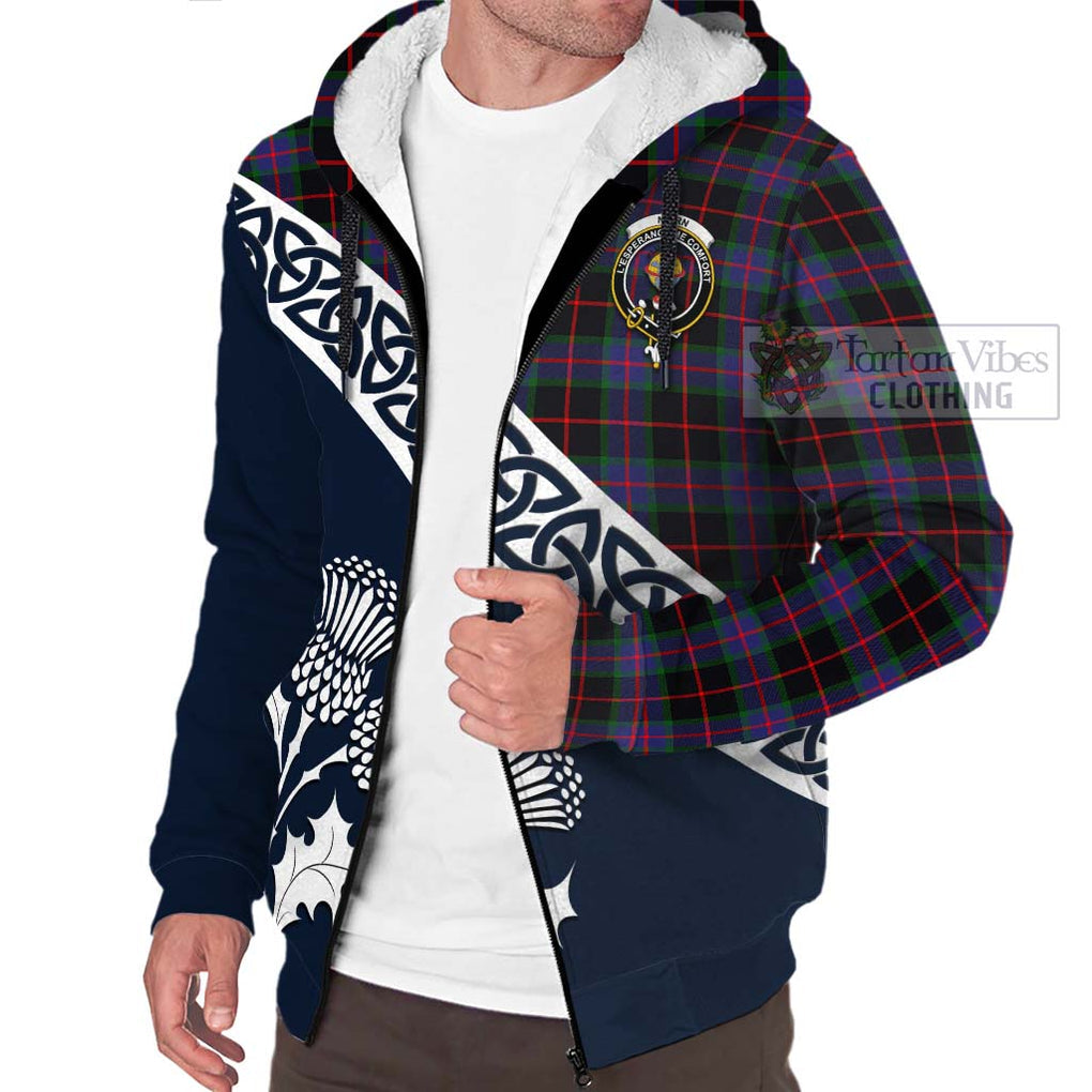 Nairn Tartan Sherpa Hoodie Featuring Thistle and Scotland Map - Tartan Vibes Clothing