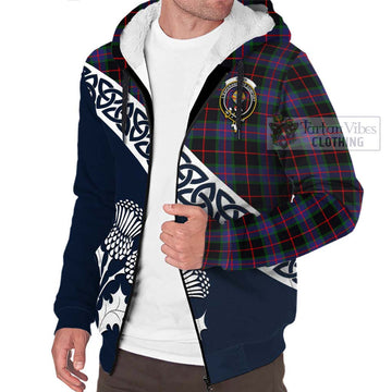 Nairn Tartan Sherpa Hoodie Featuring Thistle and Scotland Map - Tartan Vibes Clothing