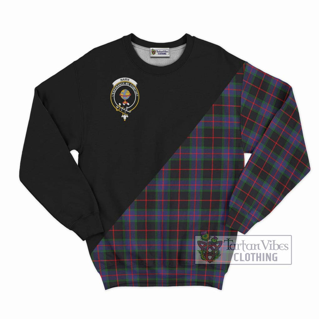 Nairn Tartan Sweatshirt with Family Crest and Military Logo Style - Tartan Vibes Clothing