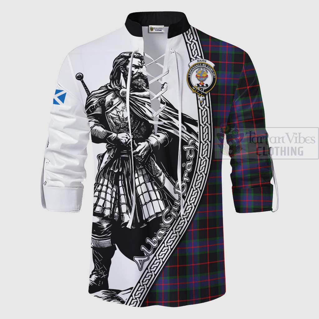 Nairn Tartan Clan Crest Ghillie Kilt Shirt with Highlander Warrior Celtic Style - Tartan Vibes Clothing