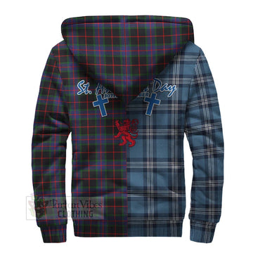 Nairn Tartan Sherpa Hoodie Happy St. Andrew's Day Half Tartan Style - Tartan Vibes Clothing