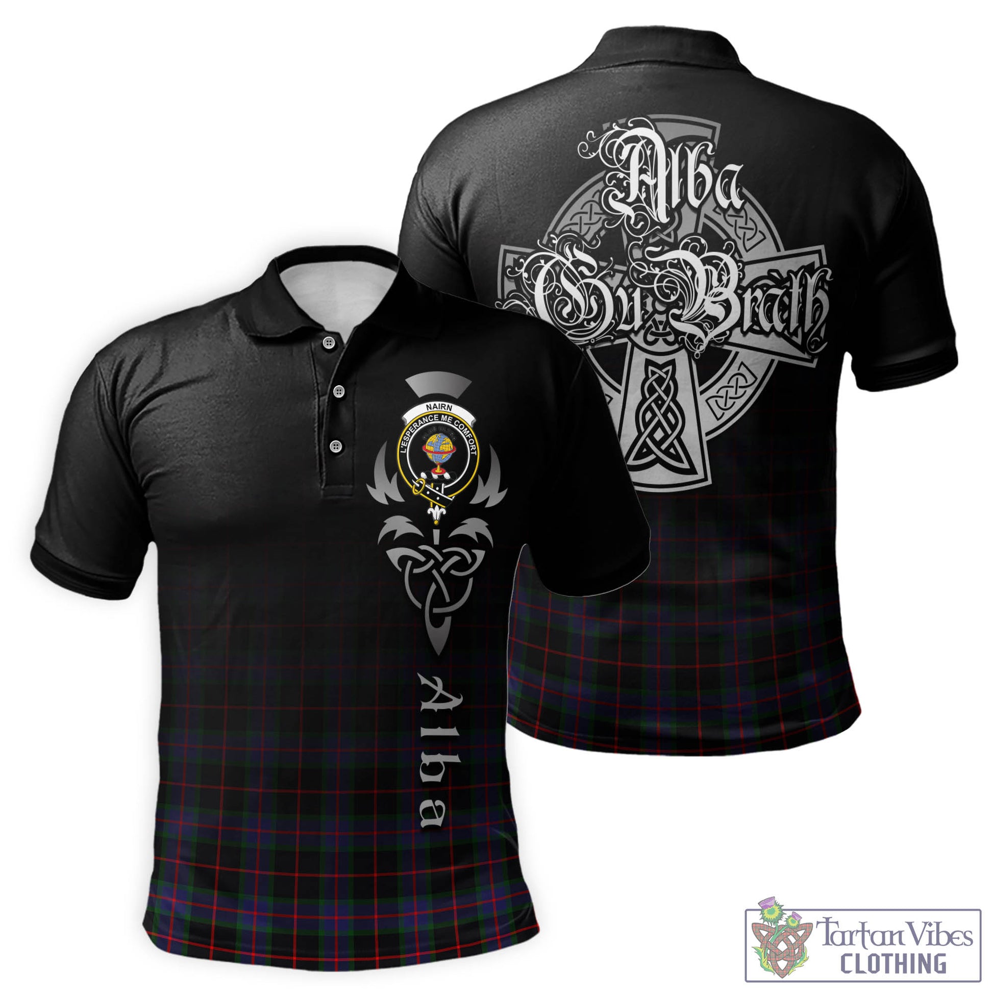 Nairn Tartan Polo Shirt Featuring Alba Gu Brath Family Crest Celtic Inspired - Tartan Vibes Clothing