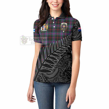 Nairn Crest Tartan Women's Polo Shirt with New Zealand Silver Fern Half Style - Tartan Vibes Clothing