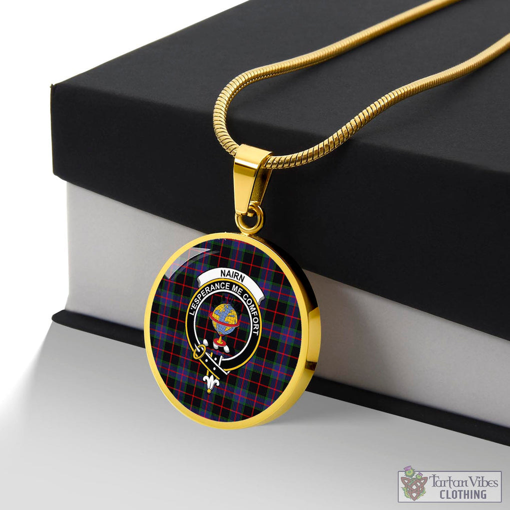 Nairn Tartan Circle Necklace with Family Crest Luxury Necklace (Gold) No - Tartan Vibes Clothing