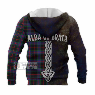 Nairn Tartan Family Crest Knitted Hoodie Alba Gu Brath Be Brave Lion Ancient Style - Tartan Vibes Clothing