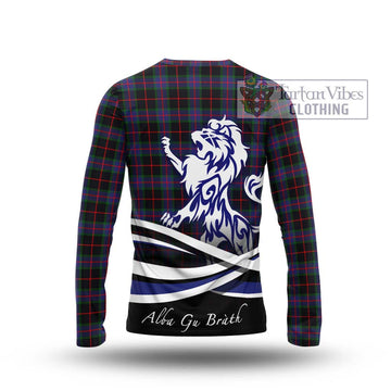 Nairn Tartan Long Sleeve T-Shirt with Alba Gu Brath Regal Lion Emblem - Tartan Vibes Clothing