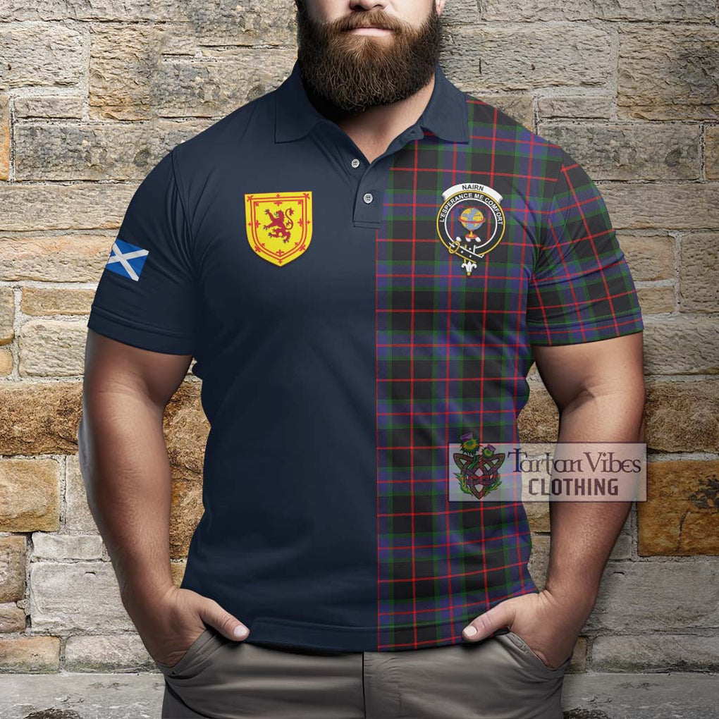 Nairn Tartan Polo Shirt Alba with Scottish Lion Royal Arm Half Style - Tartan Vibes Clothing
