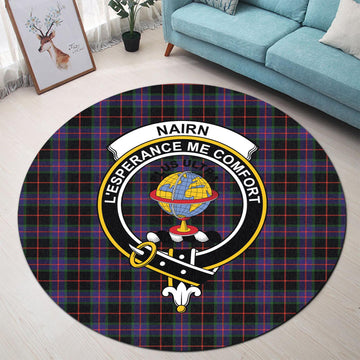 Nairn Tartan Round Rug with Family Crest - Tartan Vibes Clothing