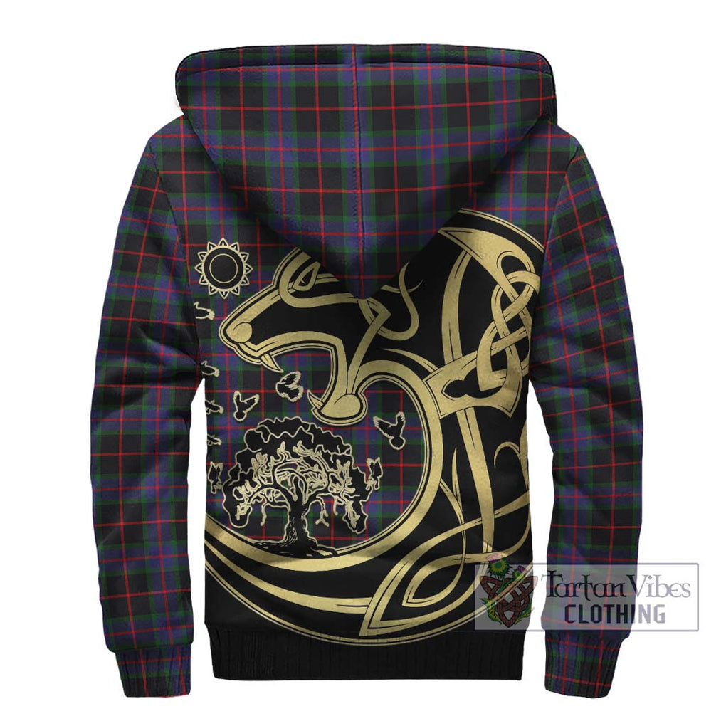 Nairn Tartan Sherpa Hoodie with Family Crest Celtic Wolf Style - Tartan Vibes Clothing