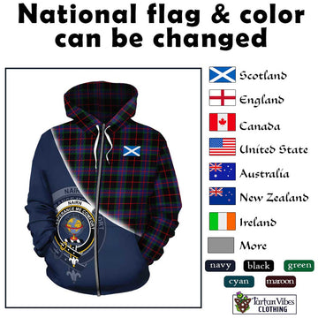 Nairn Tartan Hoodie with Personalised National Flag and Family Crest Half Style - Tartan Vibes Clothing