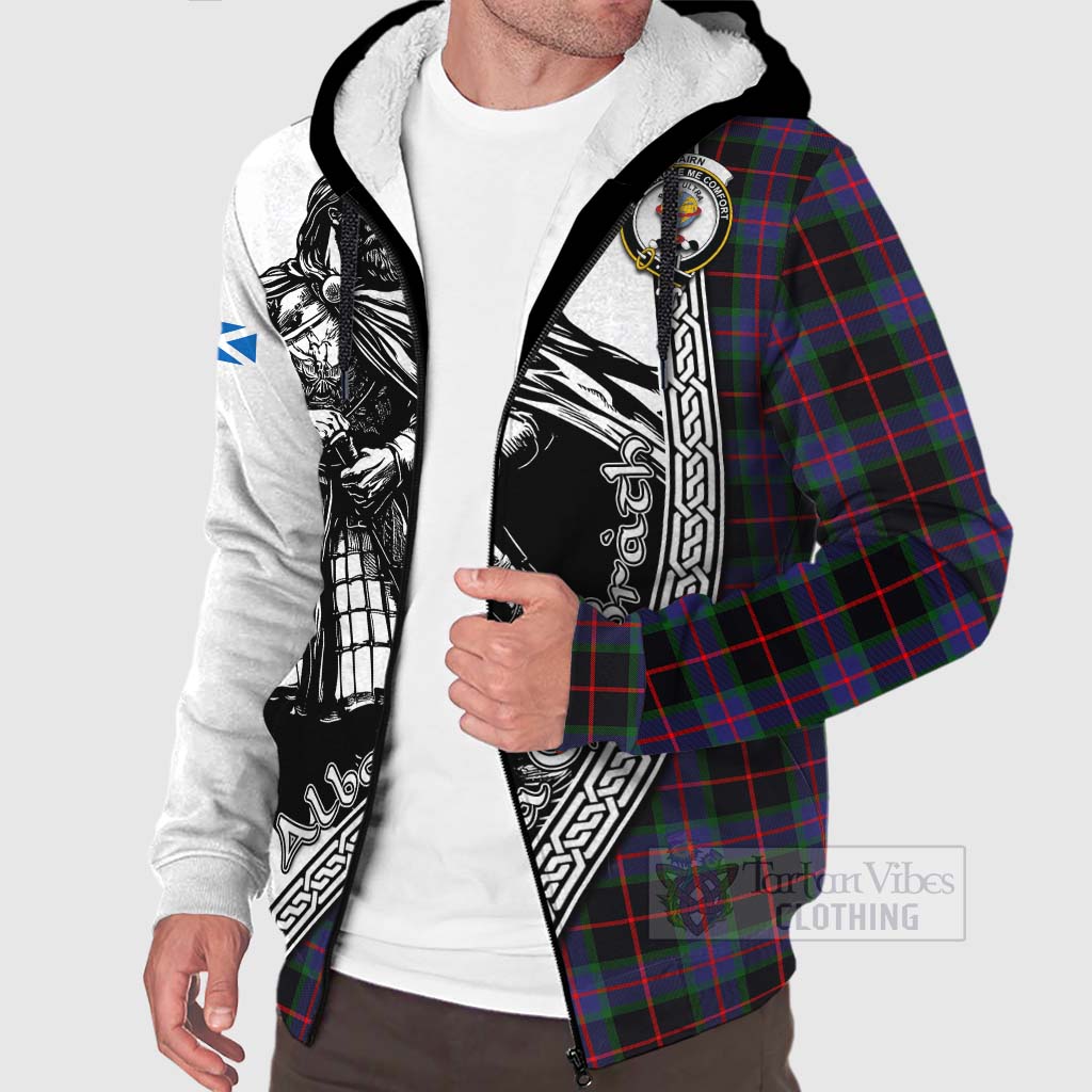 Nairn Tartan Clan Crest Sherpa Hoodie with Highlander Warrior Celtic Style Unisex - Tartan Vibes Clothing