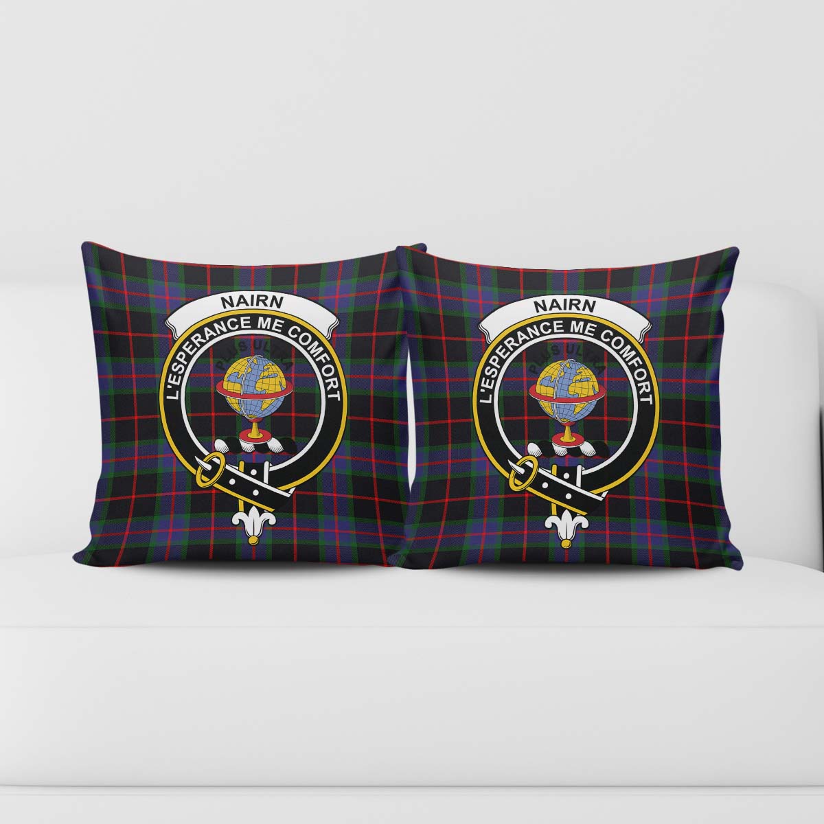 Nairn Tartan Pillow Cover with Family Crest - Tartan Vibes Clothing