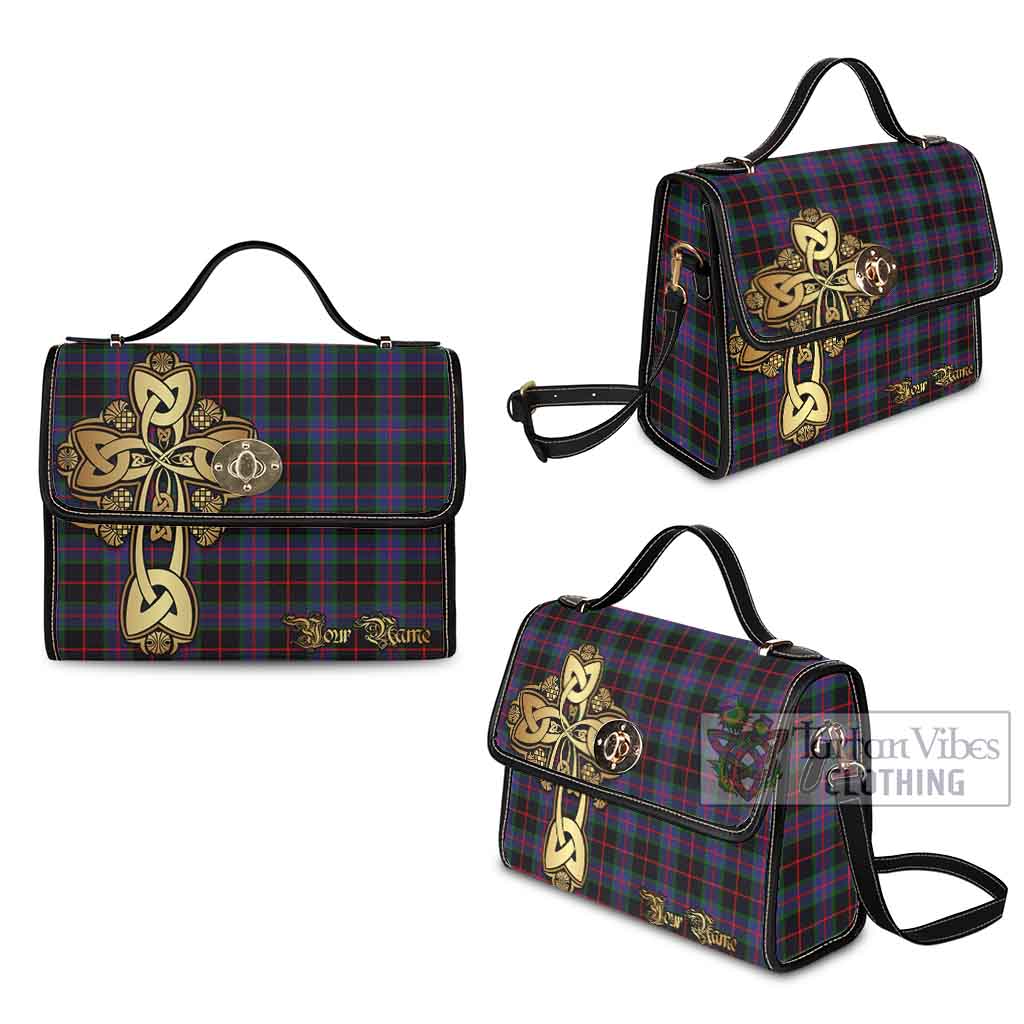 Tartan Vibes Clothing Nairn Tartan Waterproof Canvas Bag Golden Thistle Celtic Cross Style