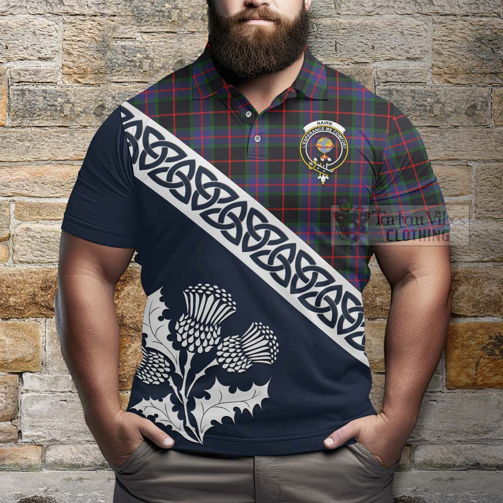 Nairn Tartan Polo Shirt Featuring Thistle and Scotland Map - Tartanvibesclothing Store